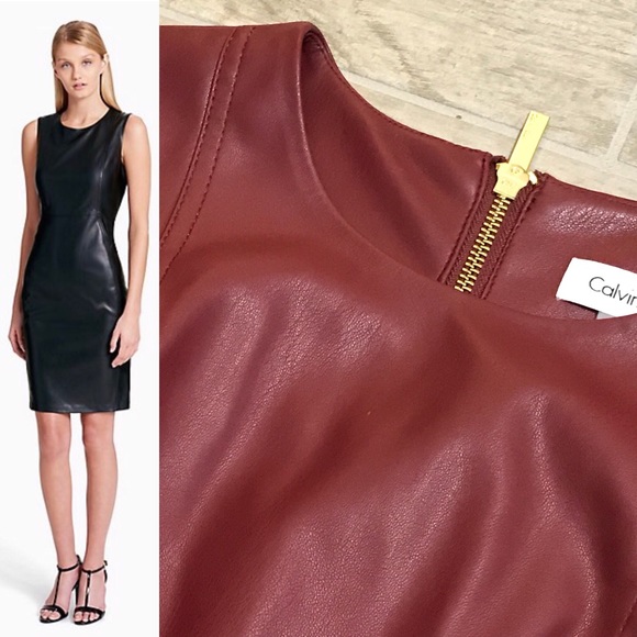 faux leather sheath dress